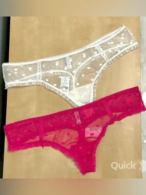 sz XL - NWT Polka Dots Mesh Thongs - 2 pcs set